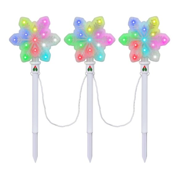 Gemmy Orchestra of Lights 3-Pathway Markers Multicolor Snowflake Christmas Decor - Picture 3 of 8